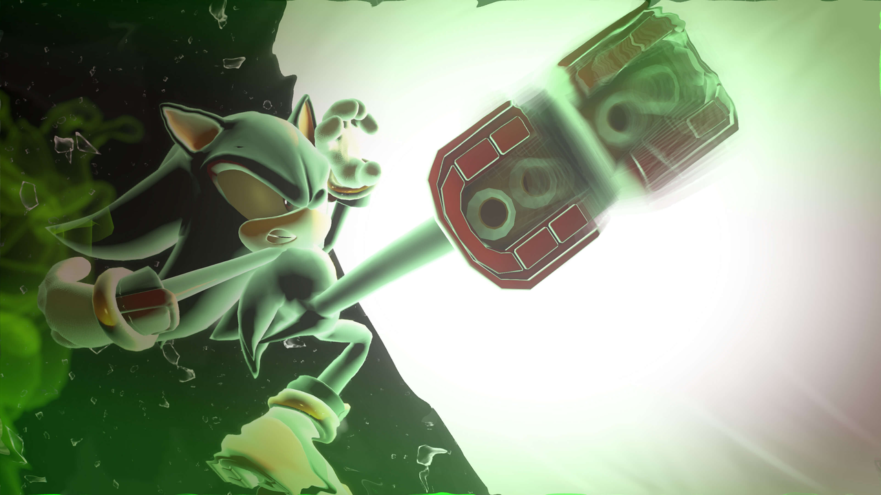 image of Shadow in Sonic x Shadow Generations DLC kicking a green energy ball