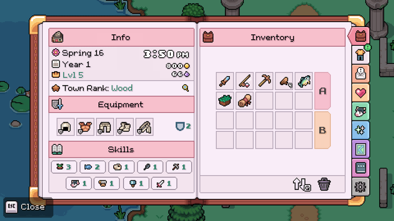 image of Fields of Mistria inventory page