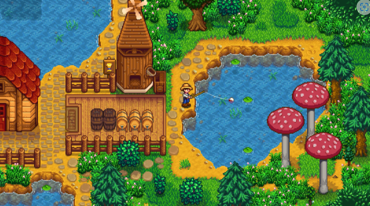 A gameplay screenshot of fishing in Stardew Valley update