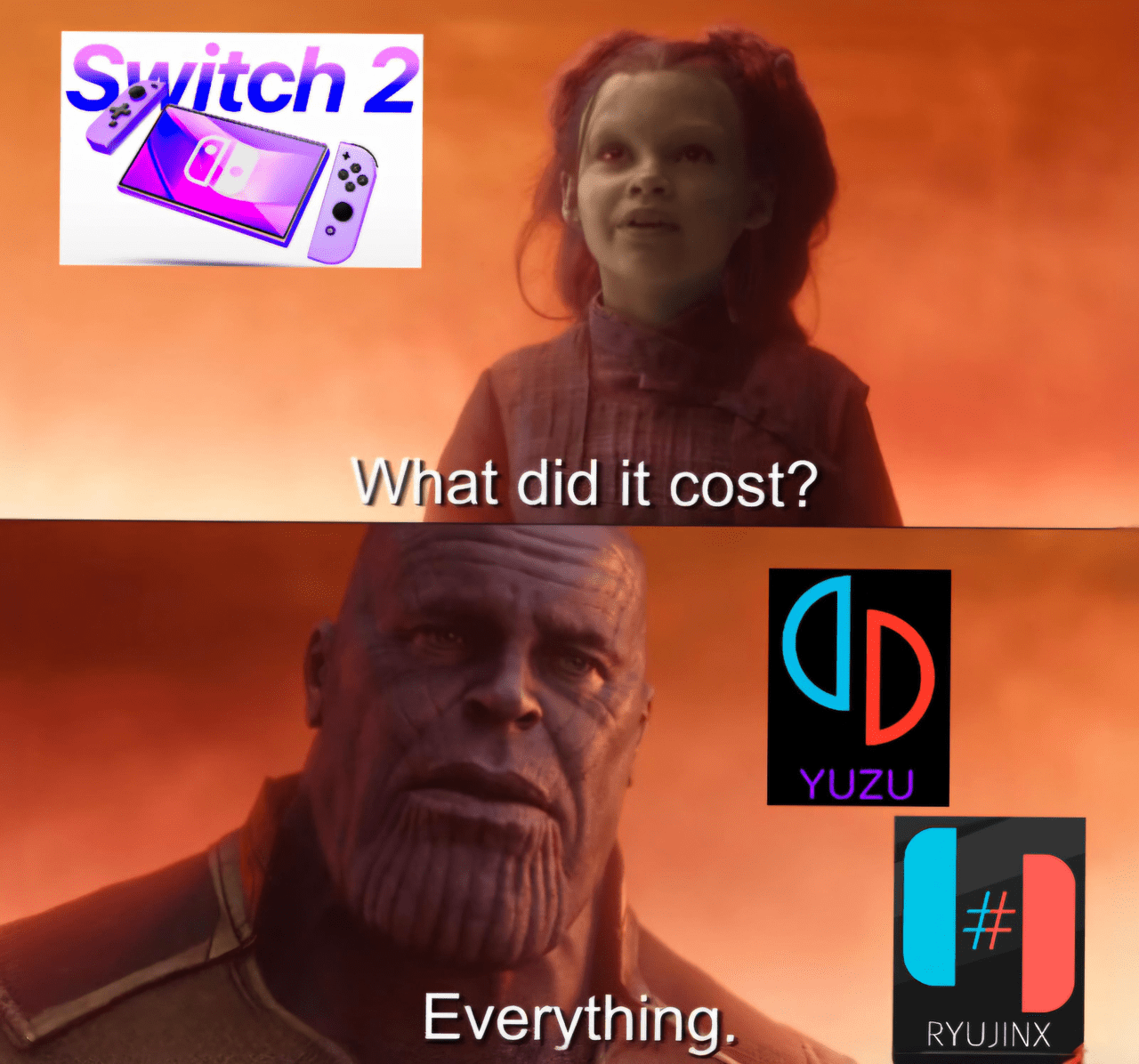 A meme of Nintendo shutting down Ryujinx in preparation for the Switch 2