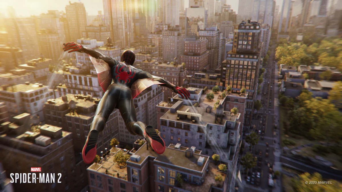 image of Spider-Man 2 gameplay showing off its new Spider-Man 2 graphics update