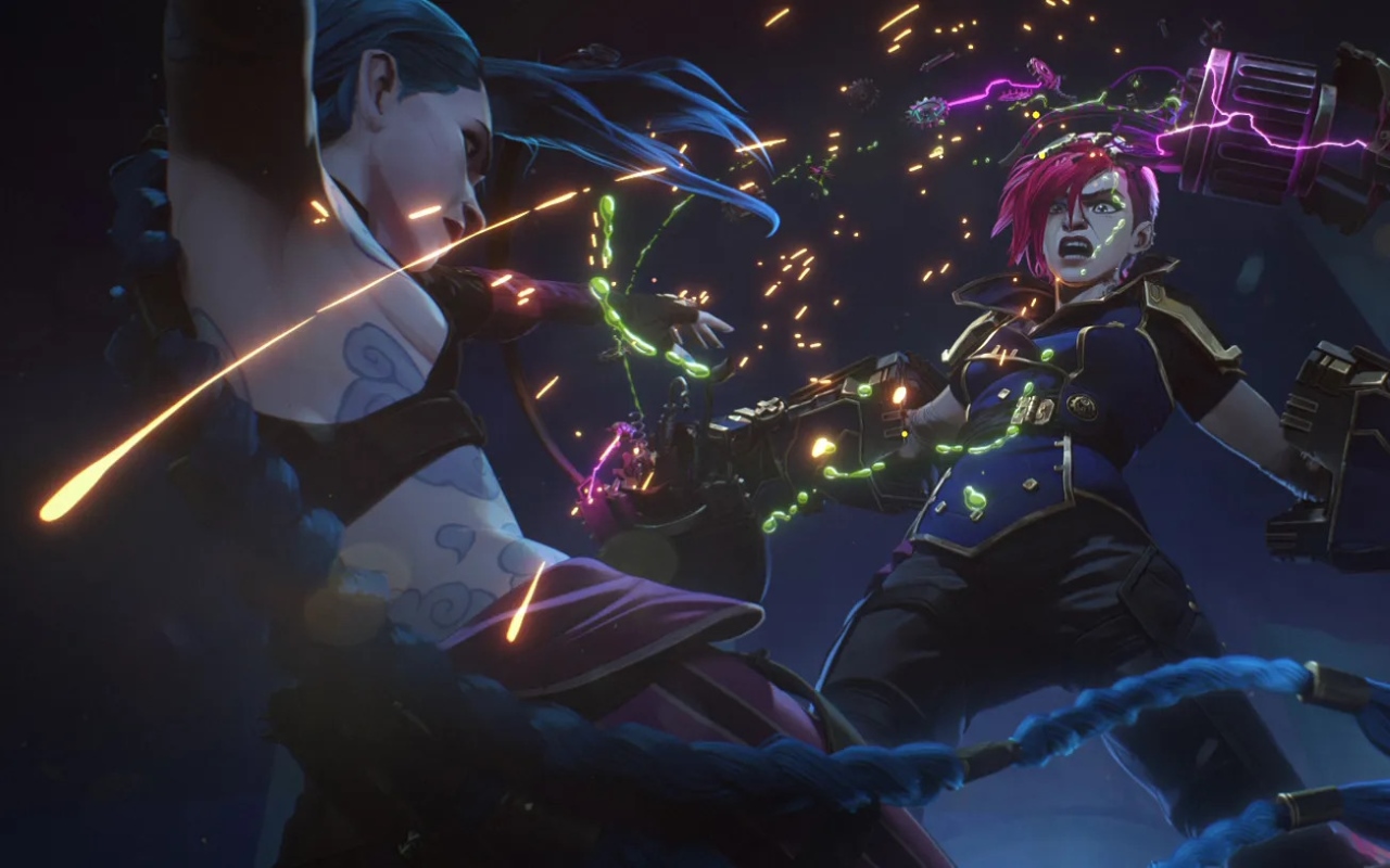 image of Vi and Jinx fighting in Arcane Season 2