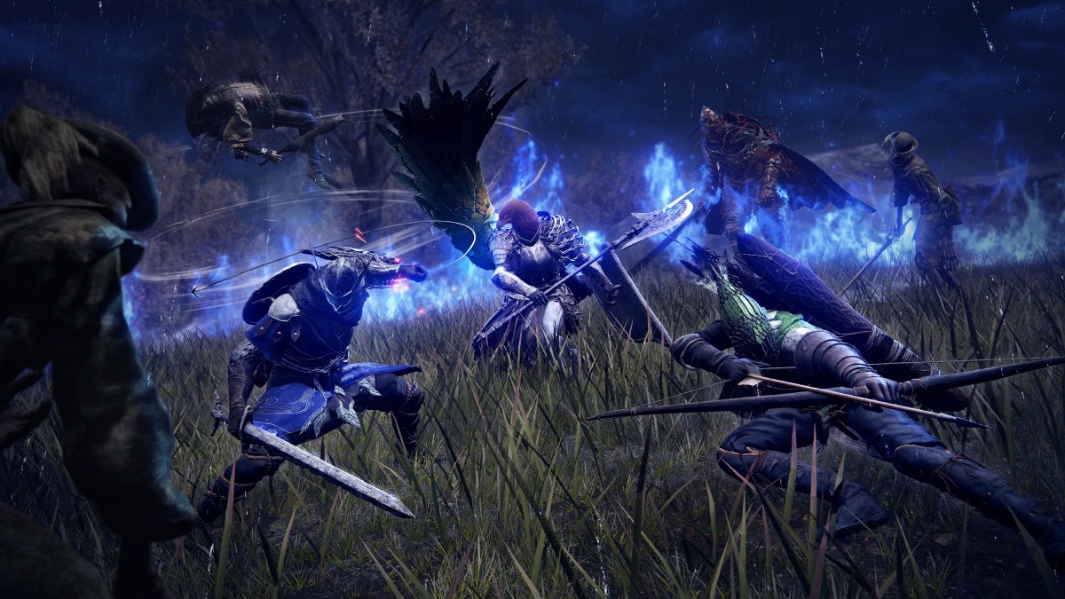 image of Elden Ring Nightreign Gameplay surrounded by enemies