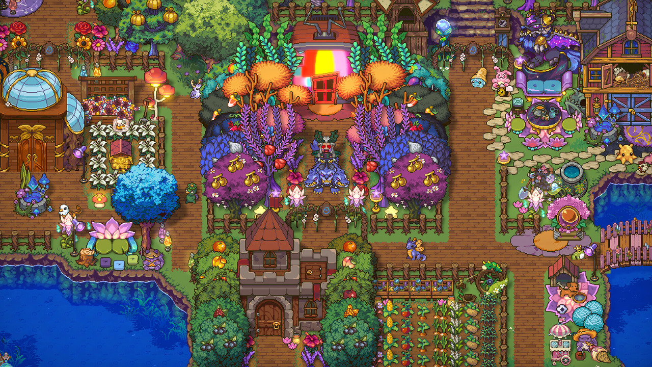 A screenshot image featuring the Farm Design in Sun Haven Nintendo Switch.