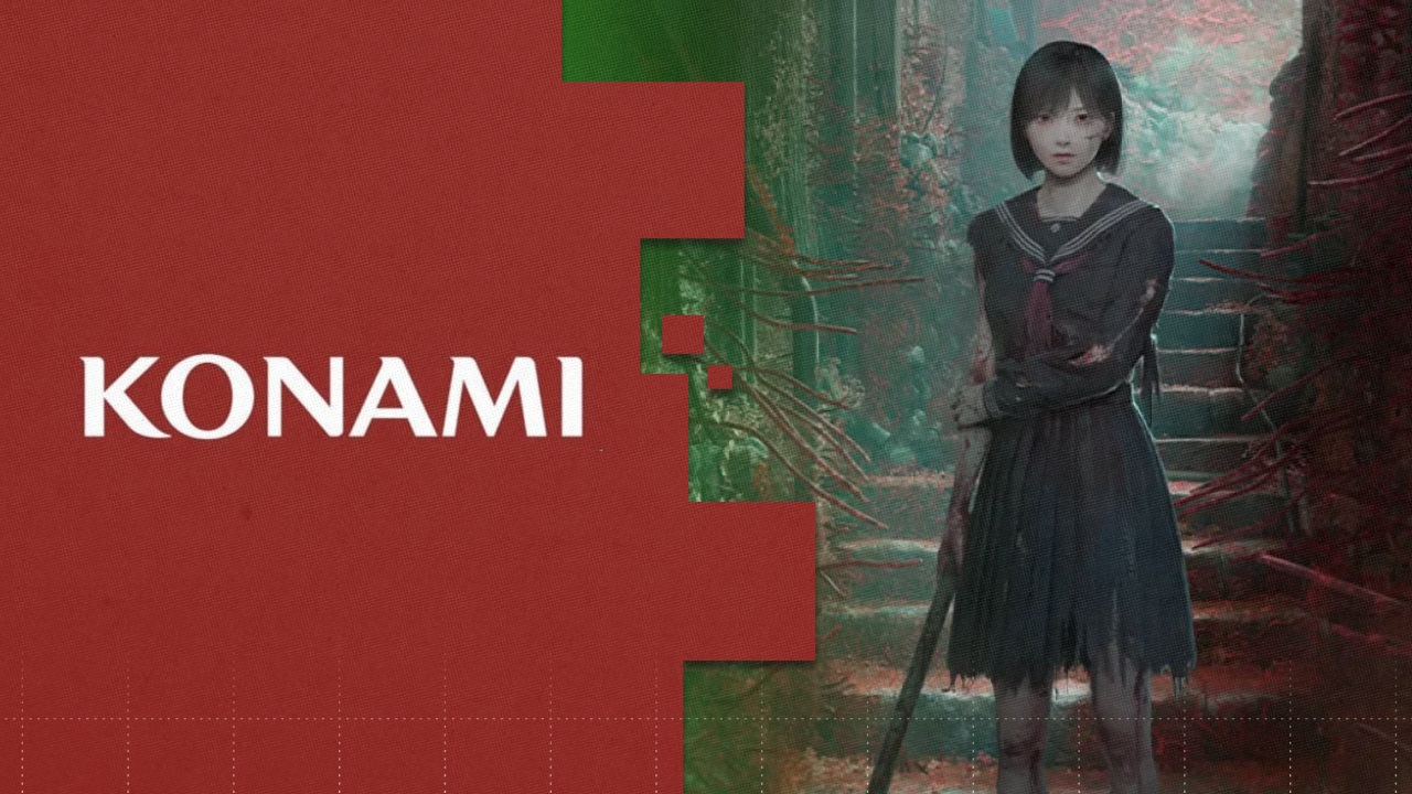 Konami Explains Where the Silent Hill f Continuity Fits In featured image for GameEels article about Silent Hill f Continuity with Konami logo and main character from Silent Hill f