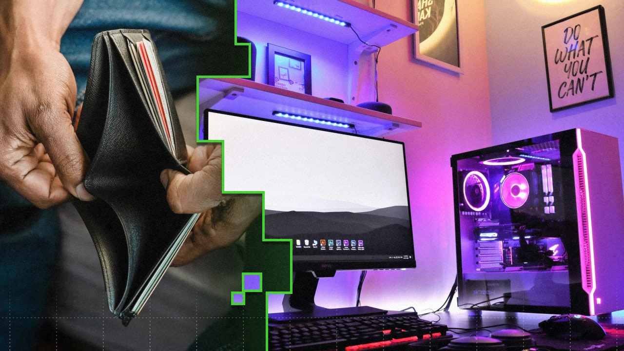 Budget Gaming Setup 101: How to Build a Budget Gaming PC featured image for a budget gaming setup with an empty wallet and CPU